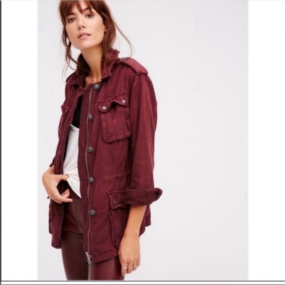 Free People Not Your Brothers Surplus Utility Jacket Purple Field Cargo Small